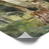 Poster Aquarelle de la forêt de Deer Redwood (Coin)