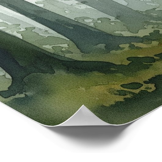 Poster Aquarelle de la forêt de Misty (Coin)