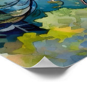 Poster Aquarelle de la forêt de pins serene Imprimer (Coin)