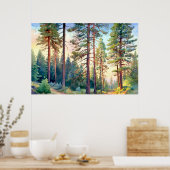 Poster Aquarelle de la forêt de pins serene Imprimer (Cuisine)