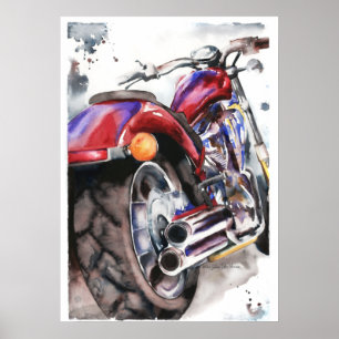 Poster Aquarelle de la moto Honda Fury par Jamie Hansen
