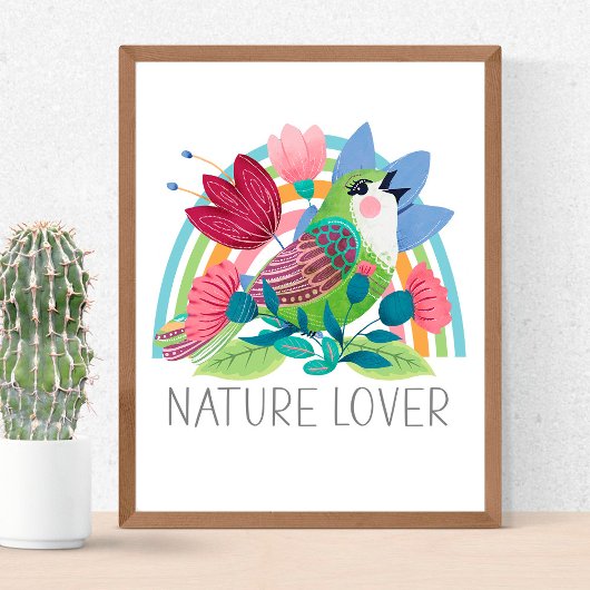 Poster Aquarelle de la nature Fleurs d'oiseaux Couleur ar