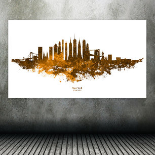 Poster Aquarelle de la skyline de New York City en orange