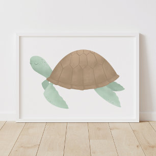 Poster Aquarelle de la tortue de mer Décor de pépinière d