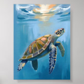 Poster Aquarelle de la tortue marine (Devant)