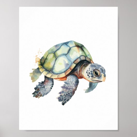 Poster Aquarelle de la tortue marine (Devant)
