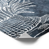 Poster Aquarelle de l'anémone de mer Twilight bleu océan  (Coin)