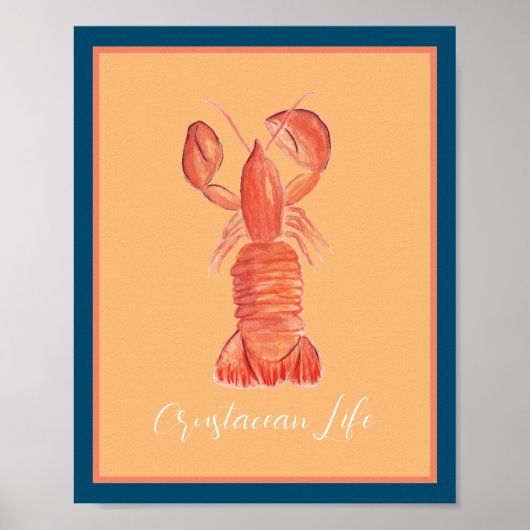 Poster Aquarelle de langouste de homard (Devant)