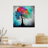 Poster Aquarelle de l'arbre Abstrait (Cuisine)