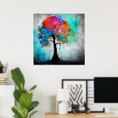 Poster Aquarelle de l'arbre Abstrait (Bureau à domicile)