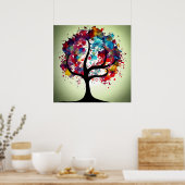 Poster Aquarelle de l'arbre Abstrait (Cuisine)