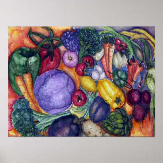 Poster Aquarelle de légumes (Devant)