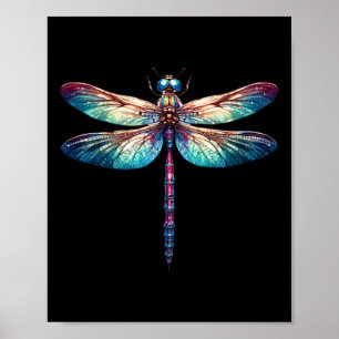 Poster Aquarelle de libellule colorée Art Insect Oreille