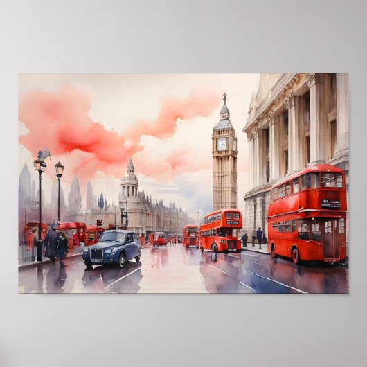 Poster aquarelle de Londres (Devant)