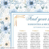 Poster Aquarelle de luxe Clair Bleu Or Plat