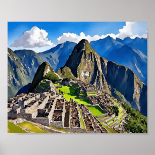 Poster Aquarelle de Machu Picchu Pérou