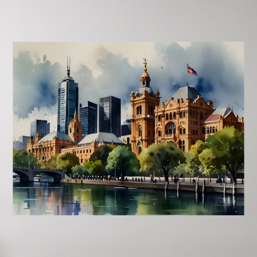 Poster Aquarelle de Melbourne (Devant)