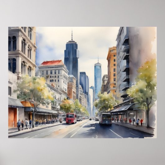 Poster Aquarelle de Melbourne (Devant)