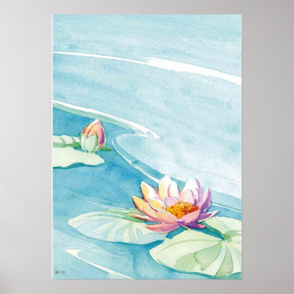 Poster aquarelle de nénuphar