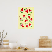 Poster Aquarelle de pastèque fruit mignon (Cuisine)