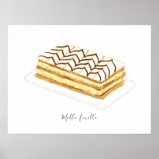 Poster Aquarelle de pâtisserie de feuille de ille (Devant)