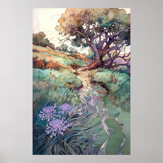 Poster Aquarelle de paysage (Devant)