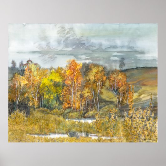 Poster Aquarelle de peinture d'automne 300 (Devant)
