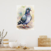 Poster Aquarelle de pigeon fantaisiste, illustration de l (Cuisine)