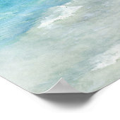 Poster Aquarelle de plage de sable blanc - Turquoise Aqua (Coin)