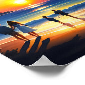 Poster Aquarelle de plage familiale Sunset (Coin)