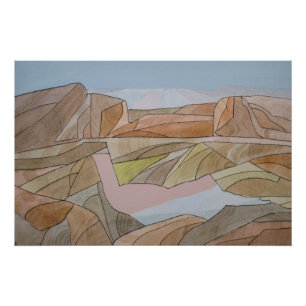 Poster Aquarelle de plage perdue Imprimer