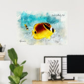 Poster Aquarelle de poisson tropical hawaïen - Papillons (Bureau à domicile)
