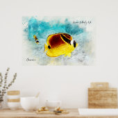 Poster Aquarelle de poisson tropical hawaïen - Papillons (Cuisine)