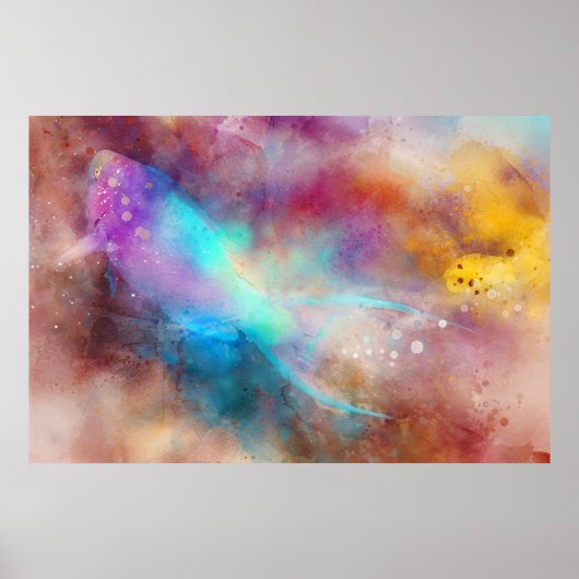 Poster Aquarelle de poisson tropical hawaïen - poisson pe (Devant)