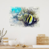 Poster Aquarelle de poisson tropicale hawaïenne - Idole m (Cuisine)