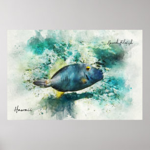 Poster Aquarelle de poisson tropicale hawaïenne - poisson