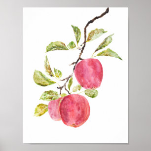 Poster aquarelle de pomme rouge