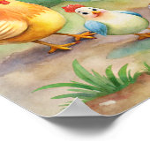 Poster Aquarelle de poulet fantaisiste (Coin)