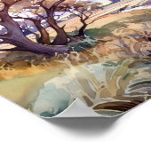 Poster Aquarelle de rivière rurale (Coin)