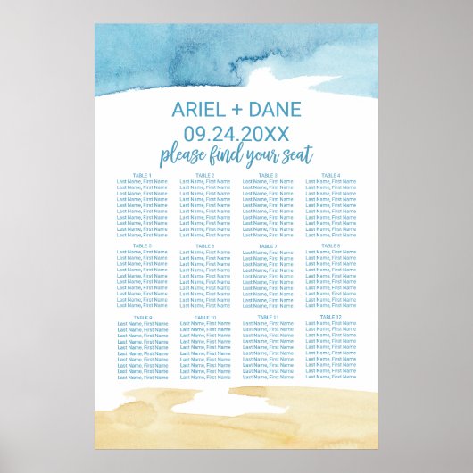 Poster Aquarelle de sable et de mer (Devant)