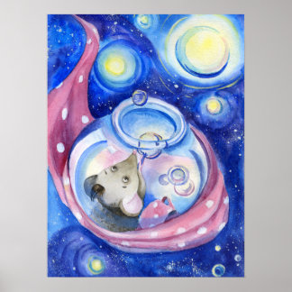 Poster Aquarelle de souris cartonnée