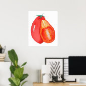 Poster aquarelle de tomate de raisin rouge (Bureau à domicile)