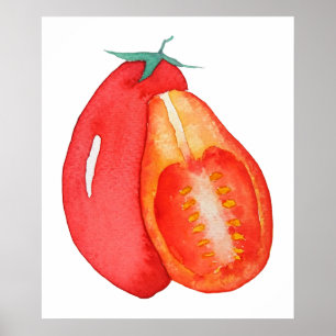 Poster aquarelle de tomate de raisin rouge