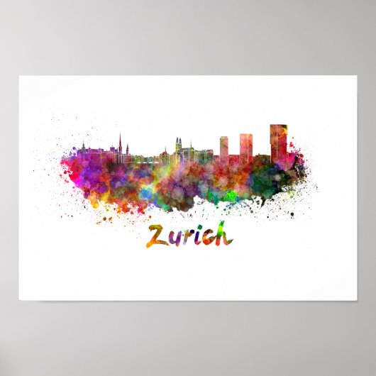 Poster Aquarelle de Zurich (Devant)