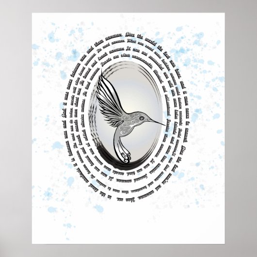 Poster Aquarelle d'encre de colibri (Devant)