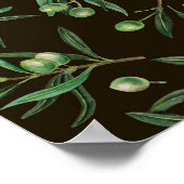 Poster Aquarelle des branches d'olive en noir (Coin)