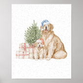Poster Aquarelle des chiens de Noël (Devant)