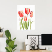 Poster aquarelle des tulipes orange (Bureau à domicile)