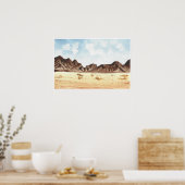 Poster Aquarelle désert paysage de montagne imprimer (Cuisine)