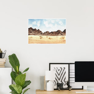 Poster Aquarelle désert paysage de montagne imprimer